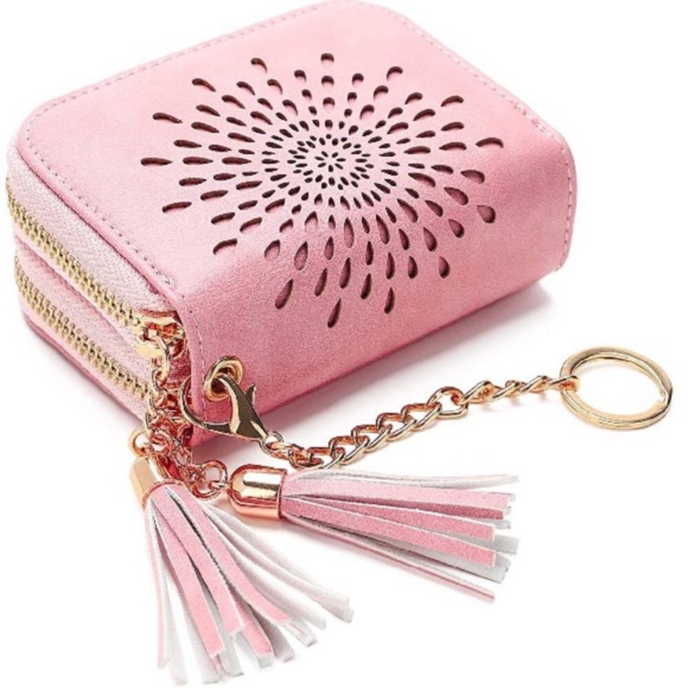 RFID Credit Card Holder Zipper Card Case Small Wallets for Women Leather